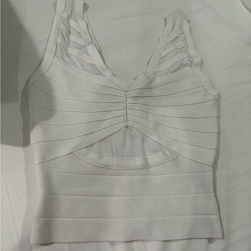 bebe white cropped tank top